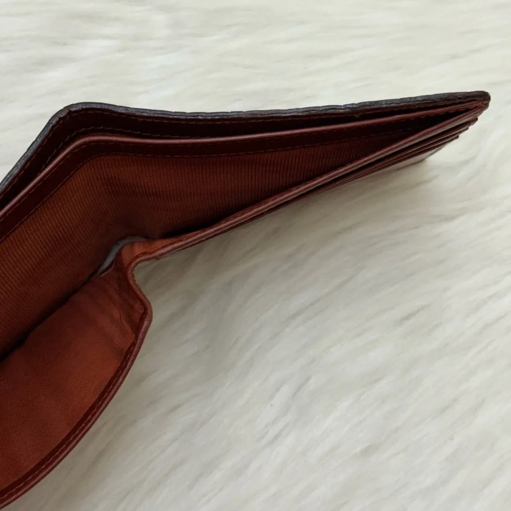 SALVATORE FERRAGAMO - BROWN WOVEN LEATHER BI-FOLD WALLET